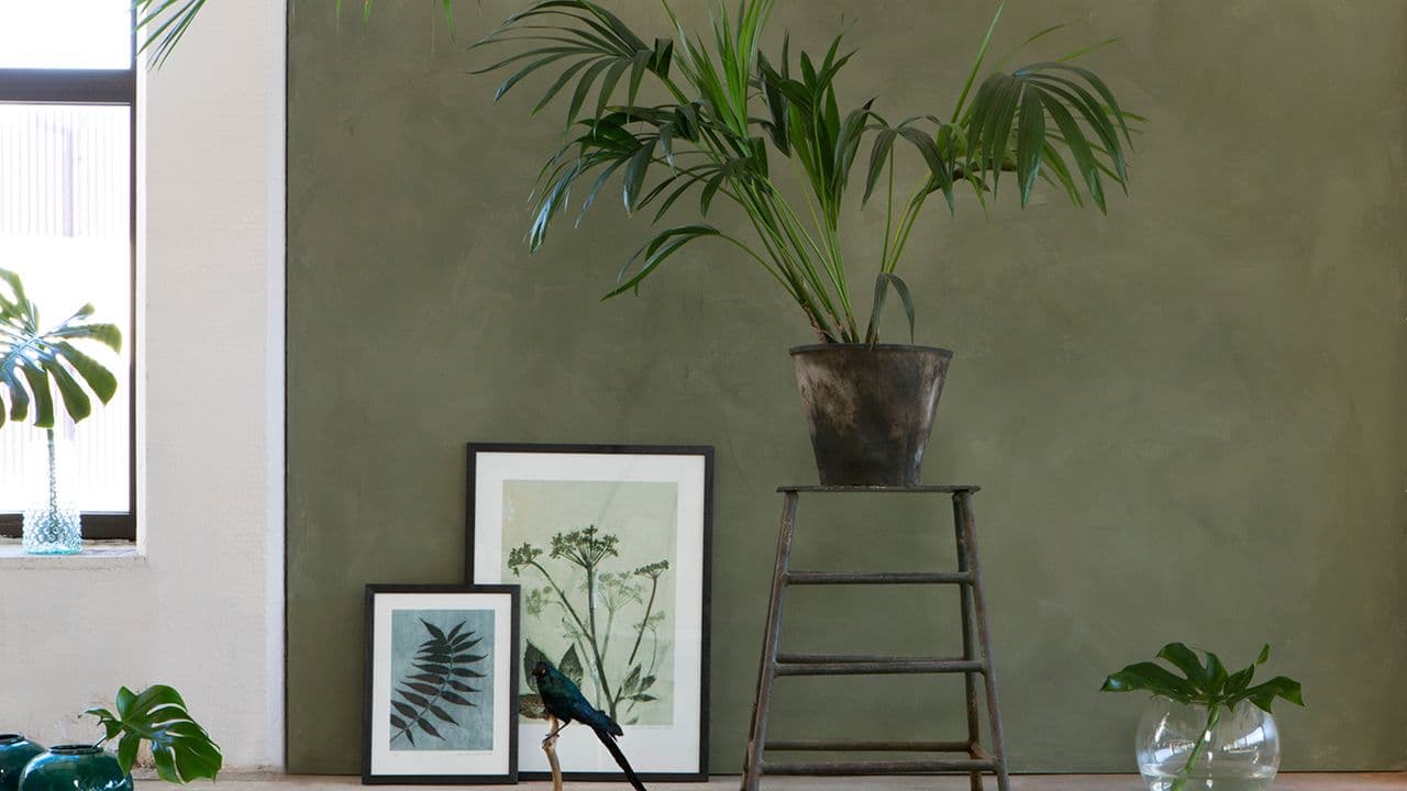 Walls2Paint veggplater malt med Jotun Green Leaf.