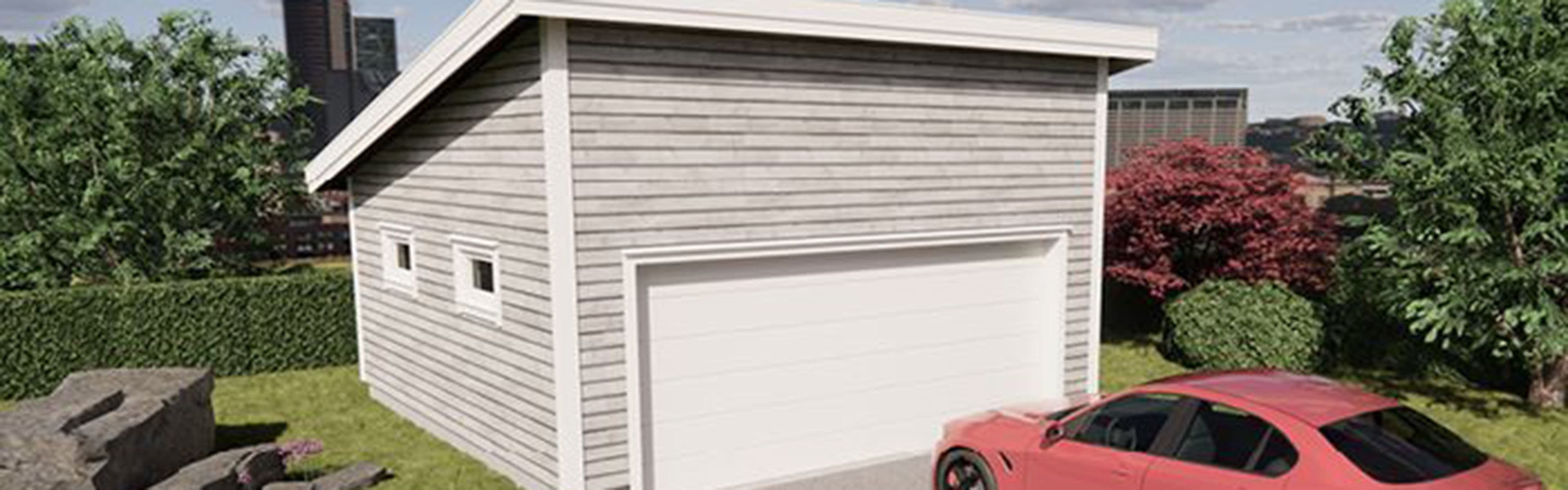 Garasje 9b: Dobbelgarasje skråtak 12 grader