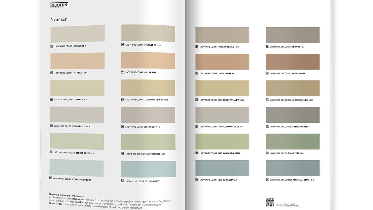 NUANCES fargekart fra Jotun.