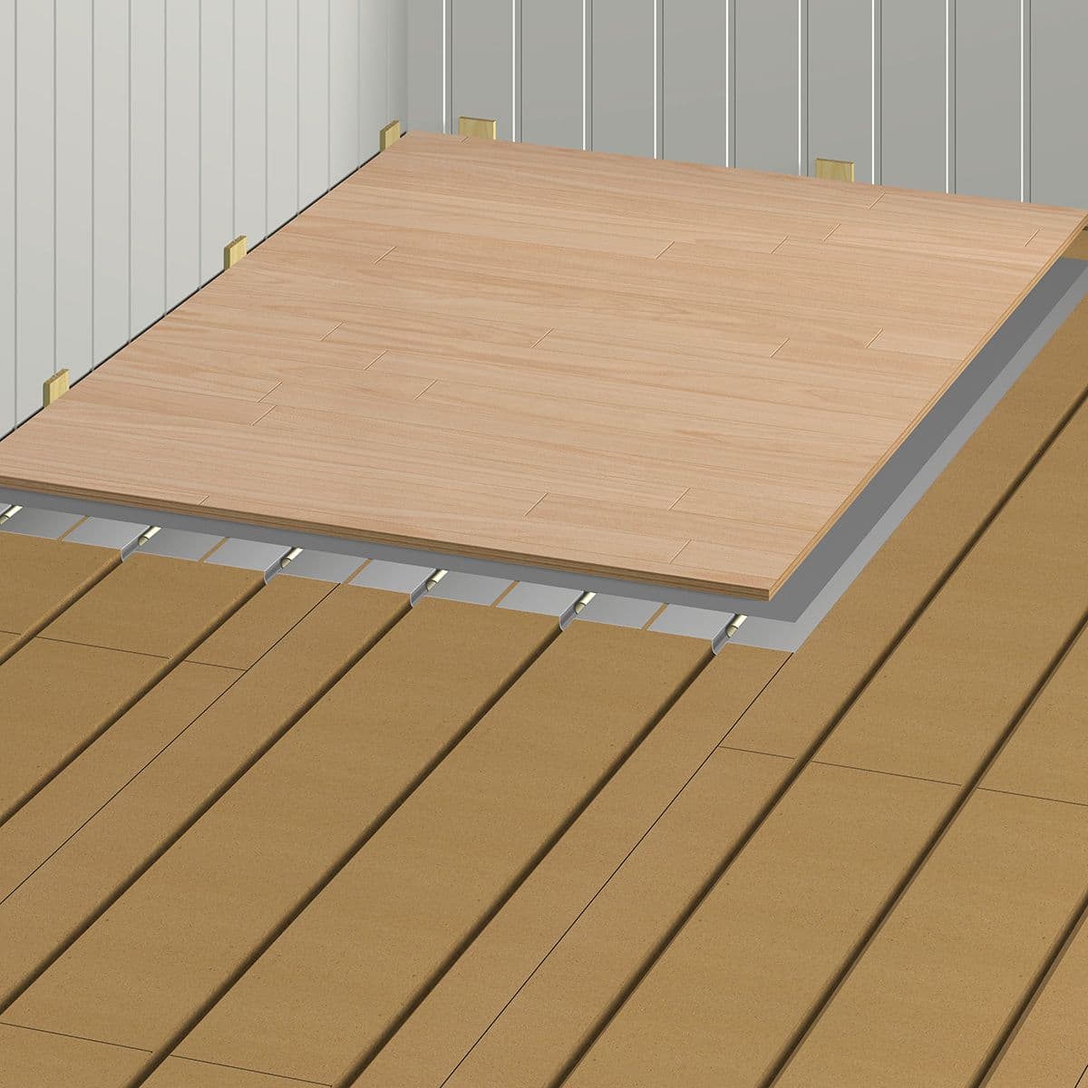 illustrasjon av hvordan Hunton Silencio Thermo legges under parkett